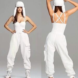 New IVY PARK Adidas Originals Sherpa Cargo Joggers Beyoncé Teddy Sweat Pants